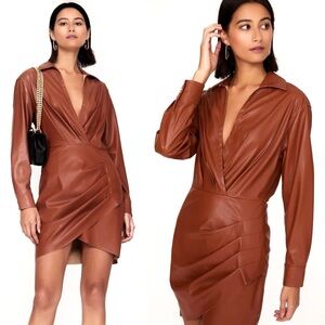 SAYLOR Brown Vegan Leather Dress